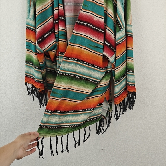 Double D Ranch Pachamama Serape Striped Western Open Front Kimono Jacket Large - Picture 5 of 11
